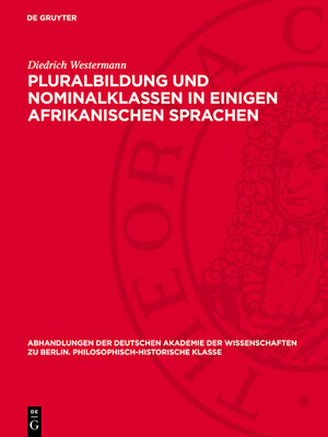 cover image of Pluralbildung und Nominalklassen in einigen afrikanischen Sprachen